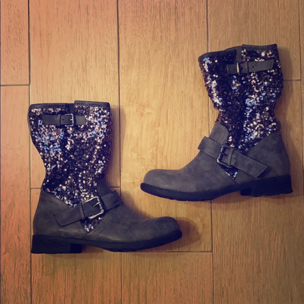 Sequins combat boots